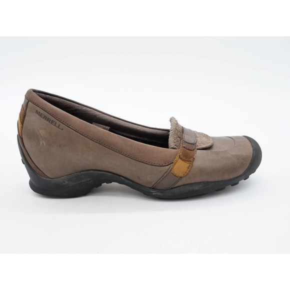 Merrell Shoes Womens 8 Brown Leather Eden Moc Slip On Comfort Wedge Casual - Picture 4 of 12